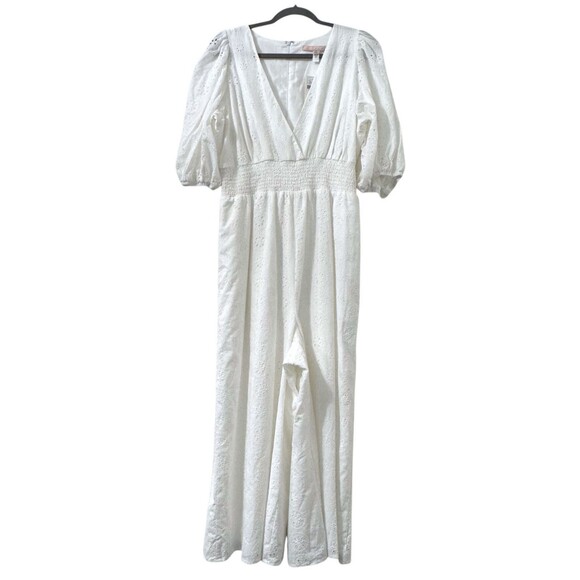 Anthropologie Hutch Smocked Waist Eyelet Jumpsuit‎ XL Cottagecore Feminine NWT - Picture 1 of 10